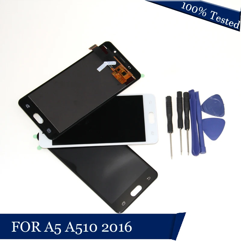 

A510 LCD For Samsung Galaxy A5 2016 A510F A510M Touch Screen Digitizer Assembly+Frame Black White+tool