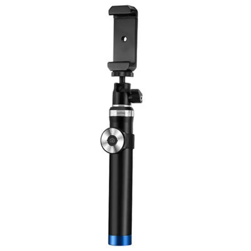 Роскошные Bluetooth беспроводной палка для селфи ручной Матовый металлический штатив затвора Выдвижная iPhone ios/Android - Цвет: Black