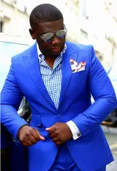 Королевский синий мода Slim Fit Африканский Стиль мужской Пик нагрудные индивидуальный заказ смокинг для жениха Для мужчин костюмы Свадебный