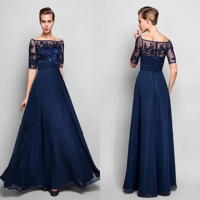 Navy Lace Boatneck Dress | Teri Jon