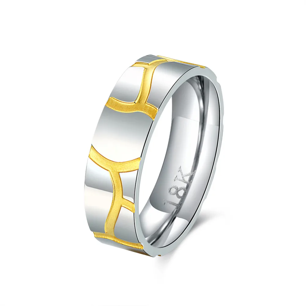 

2015 new arrived 925 sterling silver Steel 18 k golden simple round with wave line rings for MEN'S fine jewelry wedding jewelry