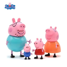 Peppa Pig 4Pcs/set George Guinea Pig A Family of Four Dad Mom Action Figure Model Original Pelucia Anime Toys For Children Gift pink pig peppa pig george guinea family pack dad mom action figure original pelucia anime toys gift for children