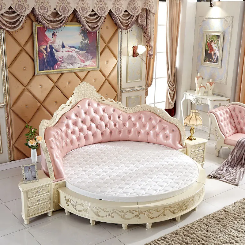 Европейская девушка роскошная мебель для спальни натуральная кожа вокруг кровати