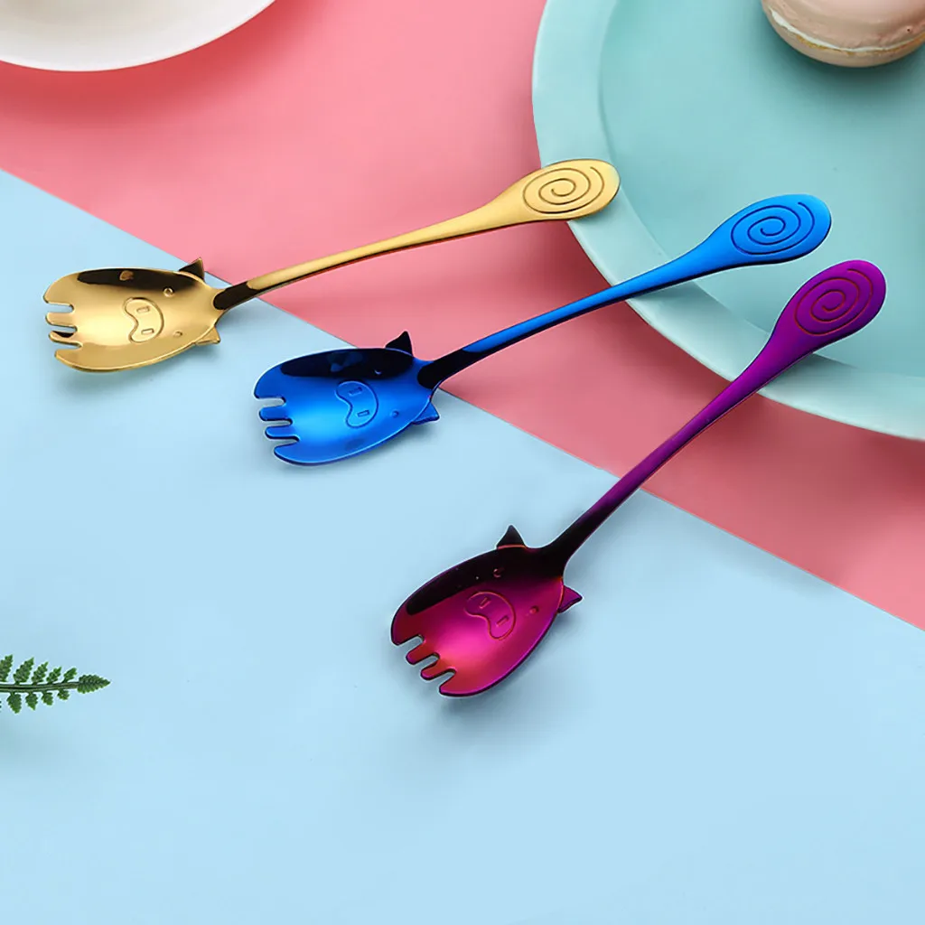 

Colorful Spoon Handle Spoons Flatware Ice Cream Drinking Tools Kitchen Gadget
