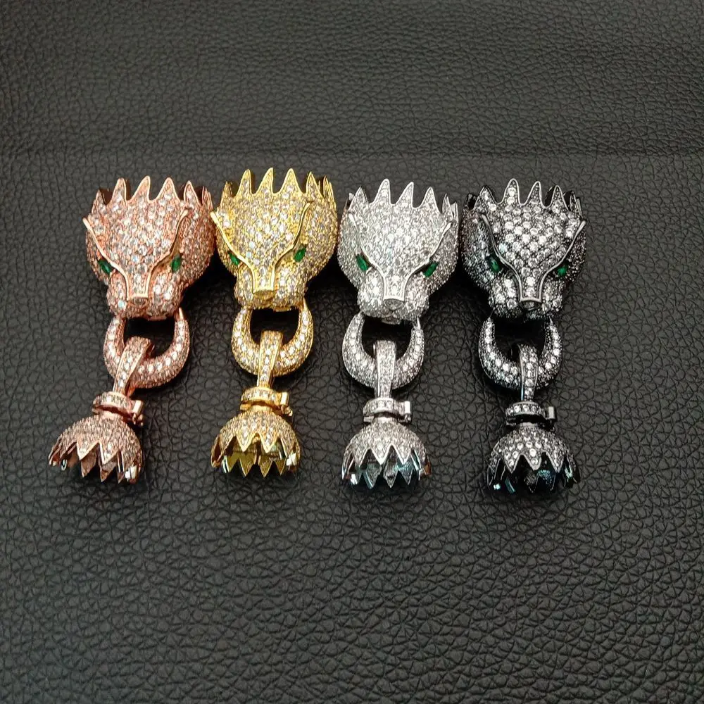 

Cubic Zircon Micro pave dragon head clasp for necklace / bracelet golden plated