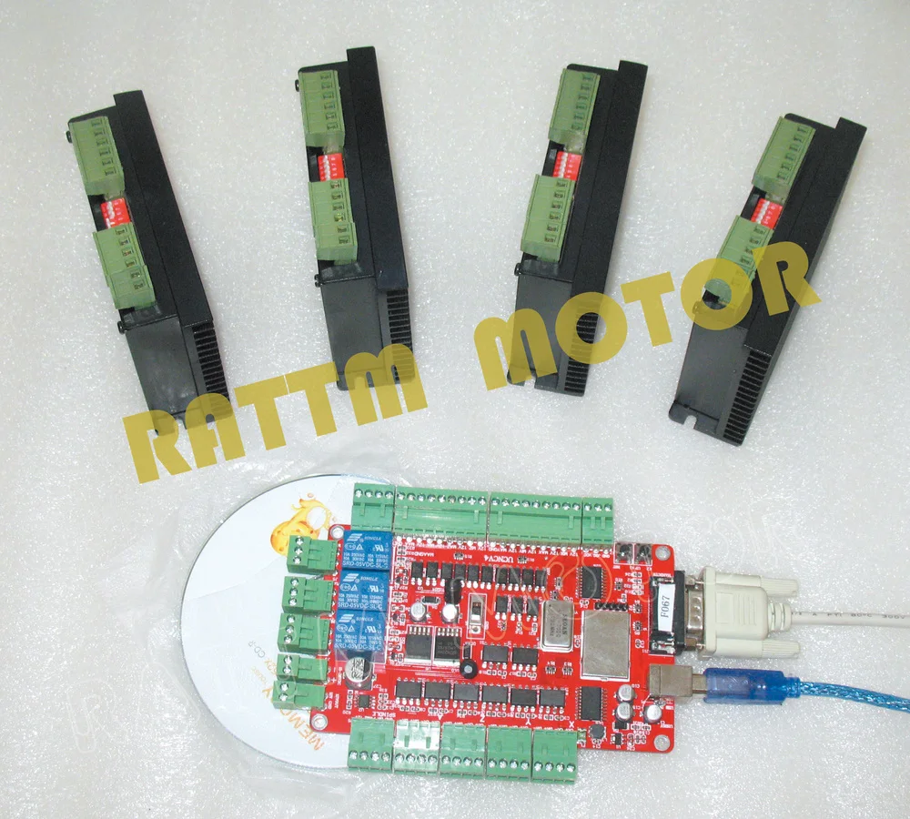 

4 Axis CNC controller kit,4Axis USBCNC Breakout board with FMD2740C 12-50VDC/ 4A / 128 microstep stepper motor driver