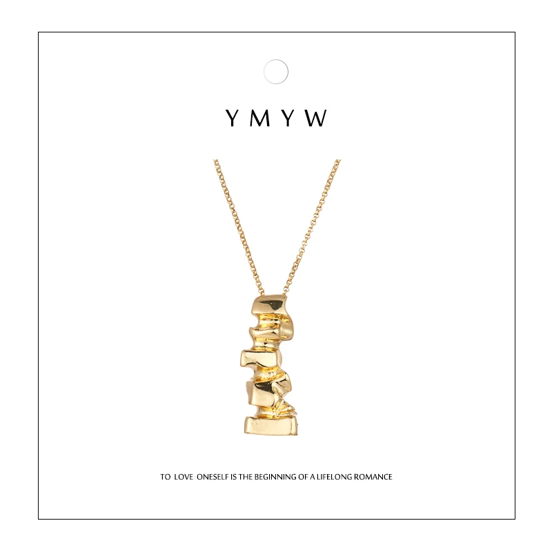 

YMYW New Arrival Personalized Zinc Alloy Geometric Long Pendant Necklace Fashion Brand Gold Women Party Sweater Necklace Collar