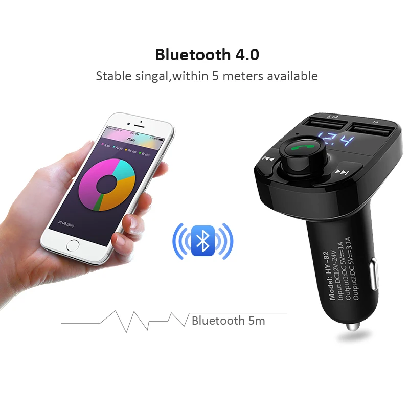 ANLUD Handsfree FM передатчик ЖК дисплей 5 в 3 1 а USB зарядное устройство беспроводной