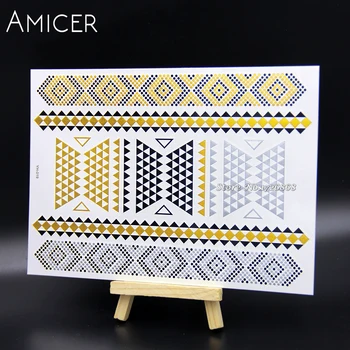 

Gold Choker Waterproof Temporary Tattoo Metallic Silver Sleeve Arm Body Art Flash Sticker Beauty Selfie