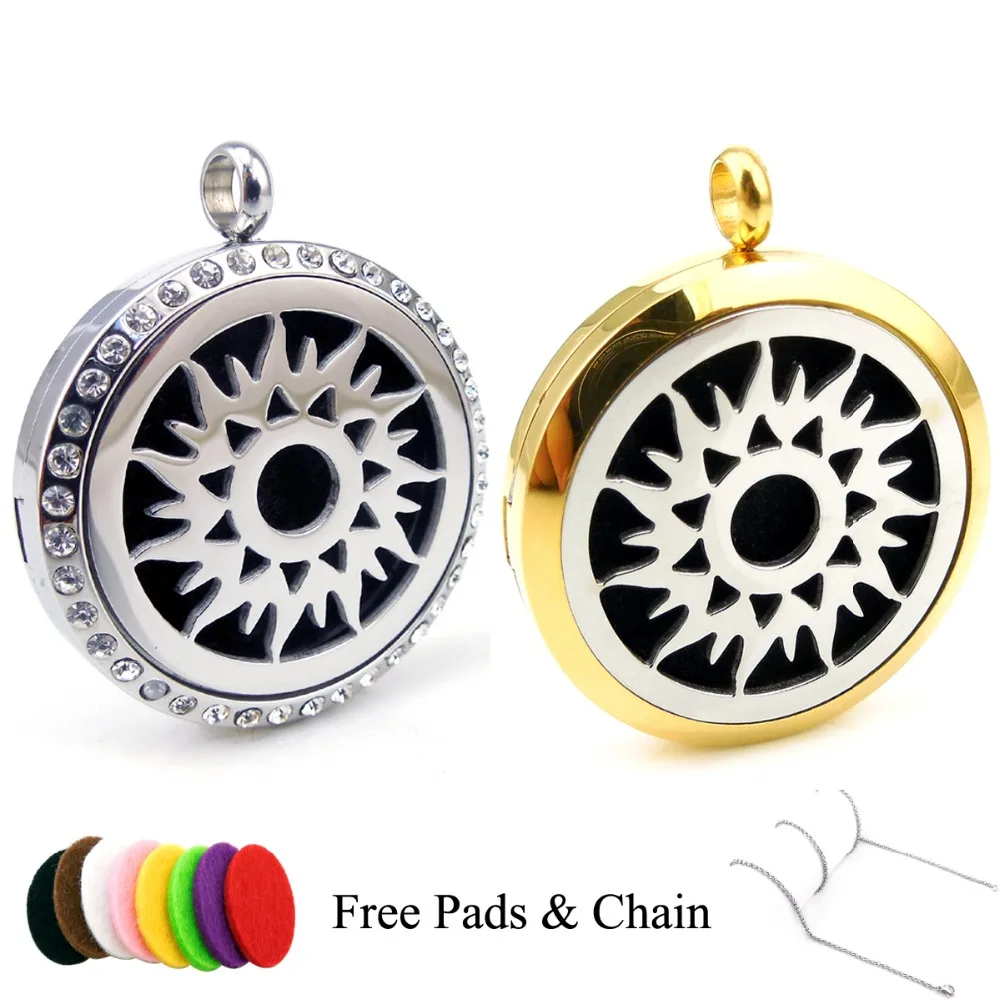 

With Chain Gift Sun 30mm Aromatherapy Stainless Steel Perfume Floating Living Locket Diffuser Pendant Locket