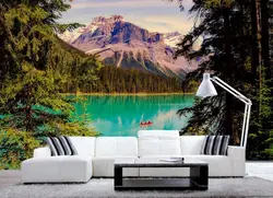 3d фото озеро и горы Европейский настенные фрески красивый пейзаж обои, фрески, ТВ декорирования стен, живопись