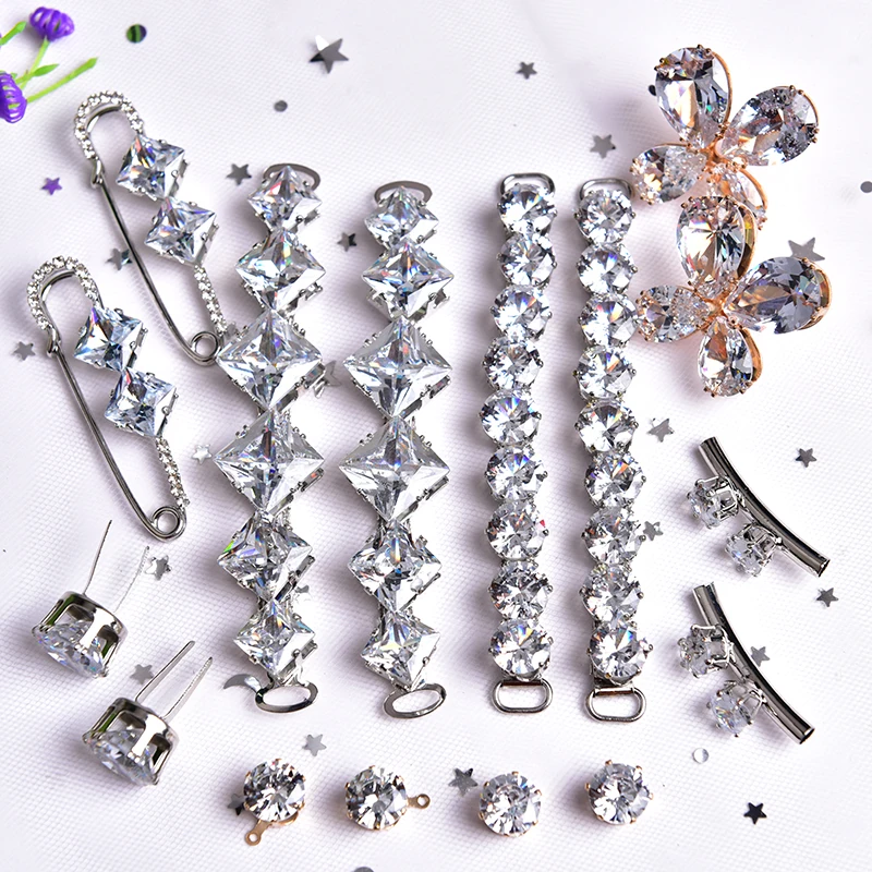

2pcs/Lot Zircon High Quality Clear Crystal Rhinestone Prins Wedding Decoration Garment/Bags/Shoes DIY Accessories Pincushions