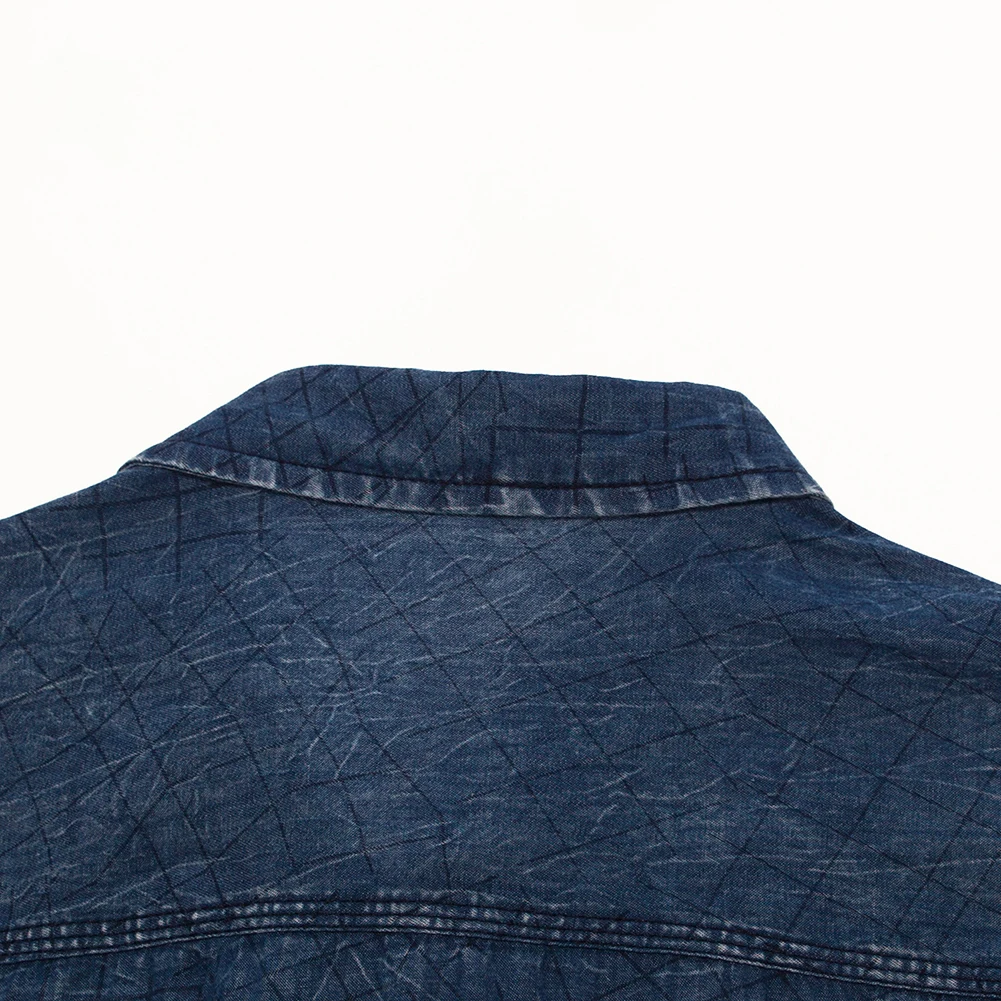 Линия одежды с длинными рукавами и отложным воротником Для Мужчин's Повседневное джинсовая рубашка Топ
