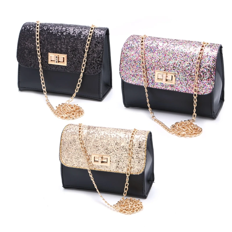 

New Fashion Women Faux Leather Crossbody Messenger Shoulder Bag Satchel Handbag Lady Girl Chain Button Solid Sequined Flag Bag
