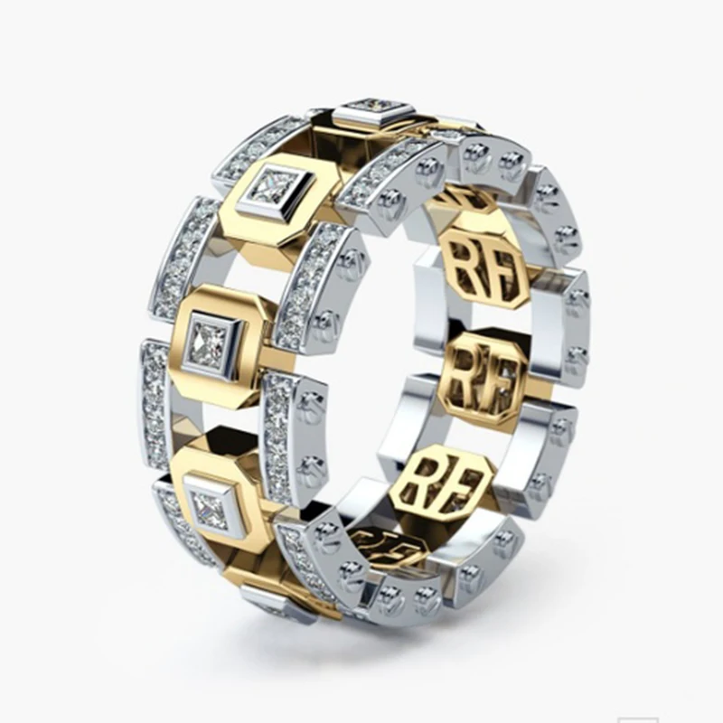 

Gold and Silver Mix Color Two Tone Gold Rings for Men Women Fashion Design Modern Jewelry New Lady Accessory Ring Gift Z5M071