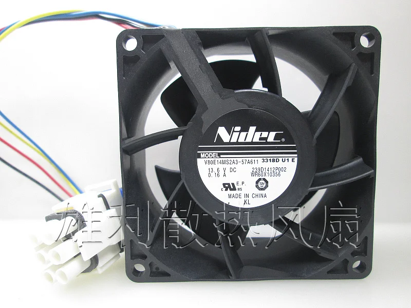 

New Original NIDEC 13.6V 0.16A 8038 8cm 80*80*38MM V80E14MS2A3-57A611 3914D J1 E 239D1412P002 Computer server cooling fan