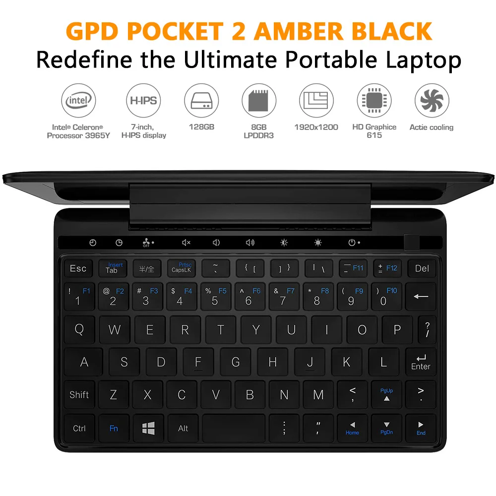 Новый оригинальный GPD Pocket2 Pocket 2 Янтарный черный 7 дюймовый сенсорный экран мини