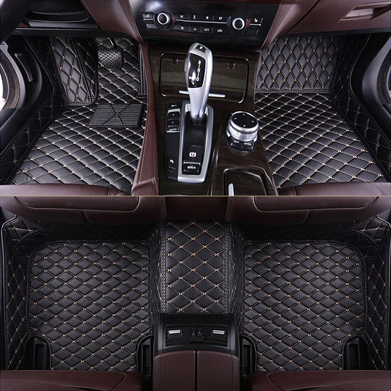 

Hivotd For Skoda Kodiaq car floor mats PU leather foot pads clean carpet cover interior decoration automobile accessories 2019