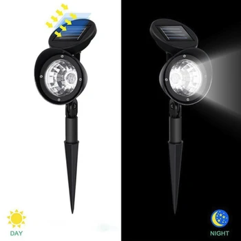 

Waterproof Solar Lights Outdoor Adjustable 2-in-1 Solar Spotlight Wall Light Auto On/Off Solar-powered Landscape Lighting