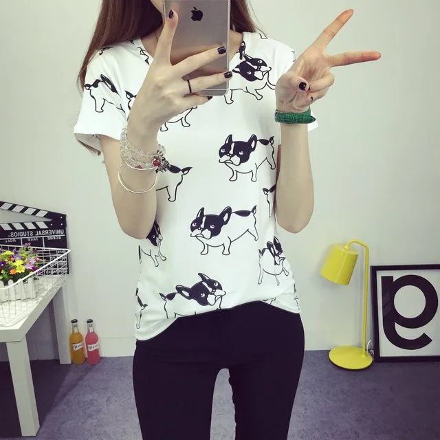 2016 casual fashion brand women summer style Tops women's Tshirts French Bulldog T Shirts camisetas femininas poleras de mujer HTB1FaDaJFXXXXb0XXXXq6xXFXXX5 - 2016 casual fashion brand women summer style Tops women's Tshirts French Bulldog T Shirts camisetas femininas poleras de mujer