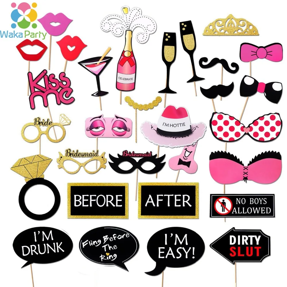 

Bachelorette Party Photo Booth Props Diy Kits Girls Night Hen Party Wedding Bridal Shower Photo Shoot Game Decorations Supplies
