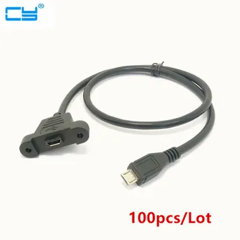 

100pcs/Lot Screw Lock Panel Mount Micro USB 2.0 Type B Male to Female Extension Data Sync Power Charge Cable Screws Shielding