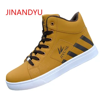 

High Quality High Top sneakers Men leather Boots Men Fashion Rubber Ankle Boots Non Slip Bottom Waterproof Elevator Shoes