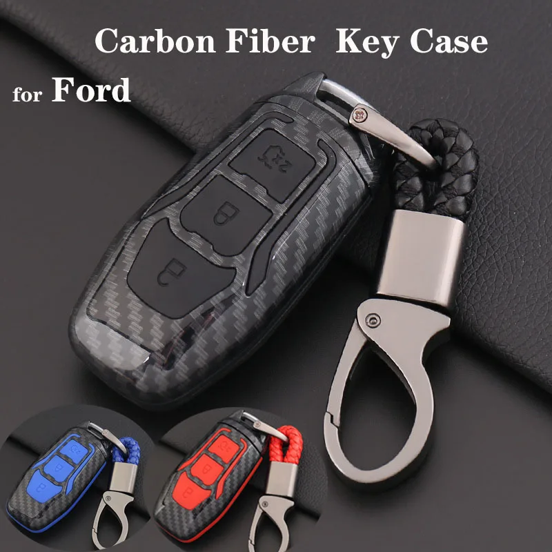 Carbon Fiber Remote Key Fob Silicone Case Cover Shell Keychain For Ford Fiesta Escort Focus Mondeo Falcon Everest KUGA Edge | Автомобили и