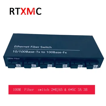 

10/100M Fast Ethernet switch Convert 25KM Fiber Optical Media Converter Single Mode 2*RJ45 & 6*SC 3A3B fast fiber Switch 6 ports