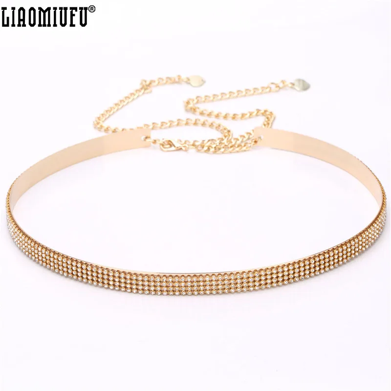 Womens Gold Belt High Waist Metal Mirror Metallic Plate Wide Obi Band Chains NEW