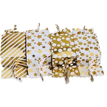 

2018 New 60pcs Mini Stripe/Spot Dots Golden Bronzing Color Wedding Valentine's Day Chocolate Box Candy Box Baking Package