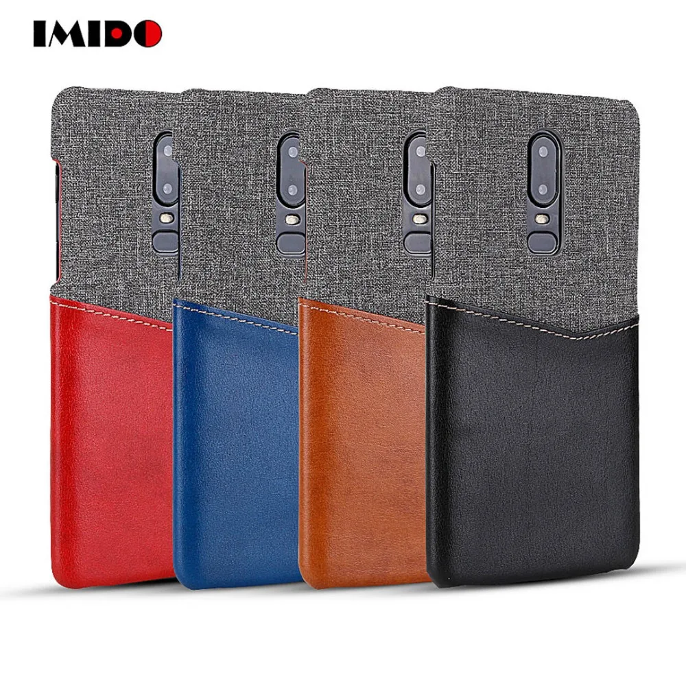 

IMIDO Luxury Leather PU Phone Case For One Plus 6 Case Silicon TPU Cloth Wallet Card Back Cover For One Plus 6 Fundas Coque Capa
