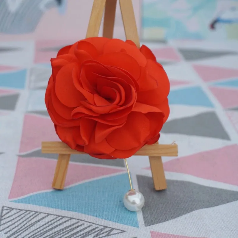 

Woman Big flower Brooch cute brooches with pearl Cloth Art Fabric Brooch Pin Jewelry badges pins Shawl Pin 8.5 cm