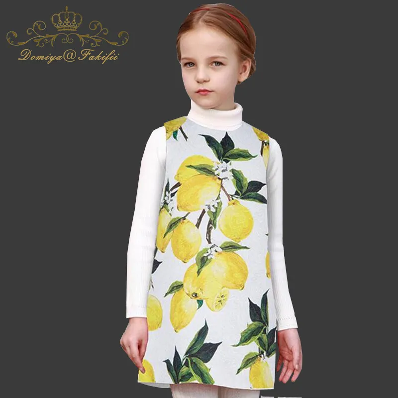 

Flower Girl Dresses 2018 Summer Brand Elsa Princess Christmas Lemon Print Sleeveless Dress Kid Clothes Toddler Children Clothing