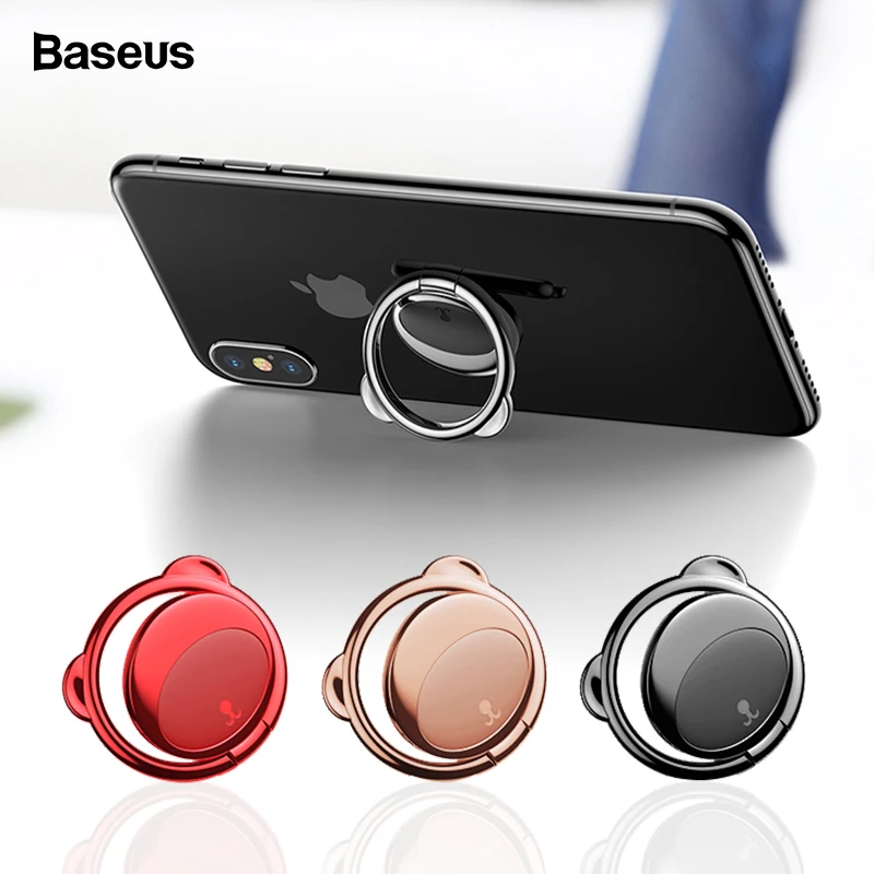 Baseus Metal Finger Ring Holder For iPhone Xs Max X Samsung 360 Degree Phone Ring Holder For CellPhone Magnetic Car Phone Holder