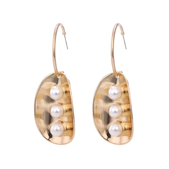 

EUEAVAN 5 Pairs Contemporary Pearls Drop Dangle Earrings Pea Pods Shape Alloy Jewelry For Women Ladies