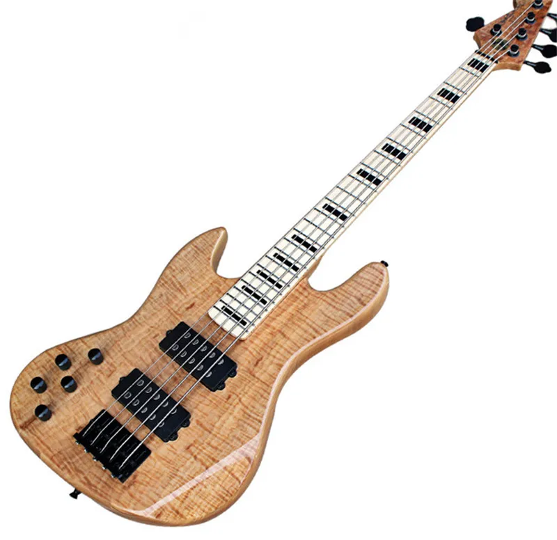 

Factory Fend 5-string Left Hand ASH Body Electric Bass Guitar with Maple Fingerboard,Black Hardwares,HH pickupcan be customized