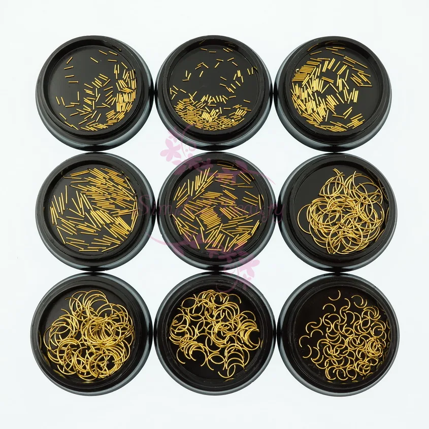 

1 Black Jar Boxed Bar Design 0.5mm Thickness Rivets Studs Gold Plated Metallic Japanese Style 3D Nail Art Decoration Accessories