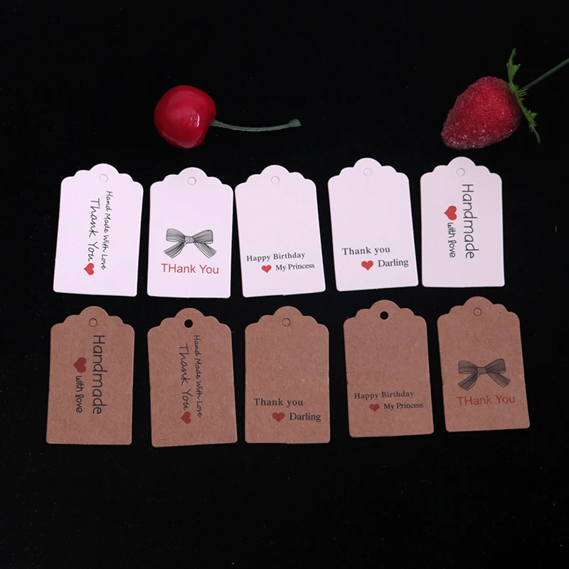 

100pcs Kraft Paper Gift Tags 3x5cm Handmade DIY Price Tags Baking Bags Packing Labels For Jewelry Flowers Cosmetics Drink Bottle