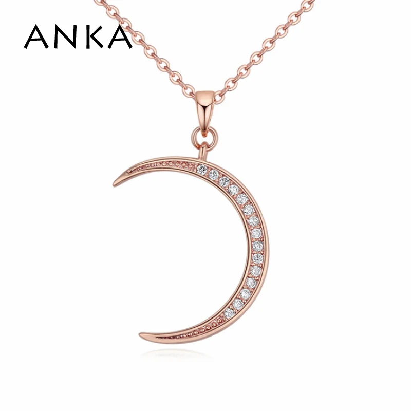 

ANKA luxury women shine moon necklace moon charm luminous zircon pendants necklaces vintage white / gold color jewelry #125710