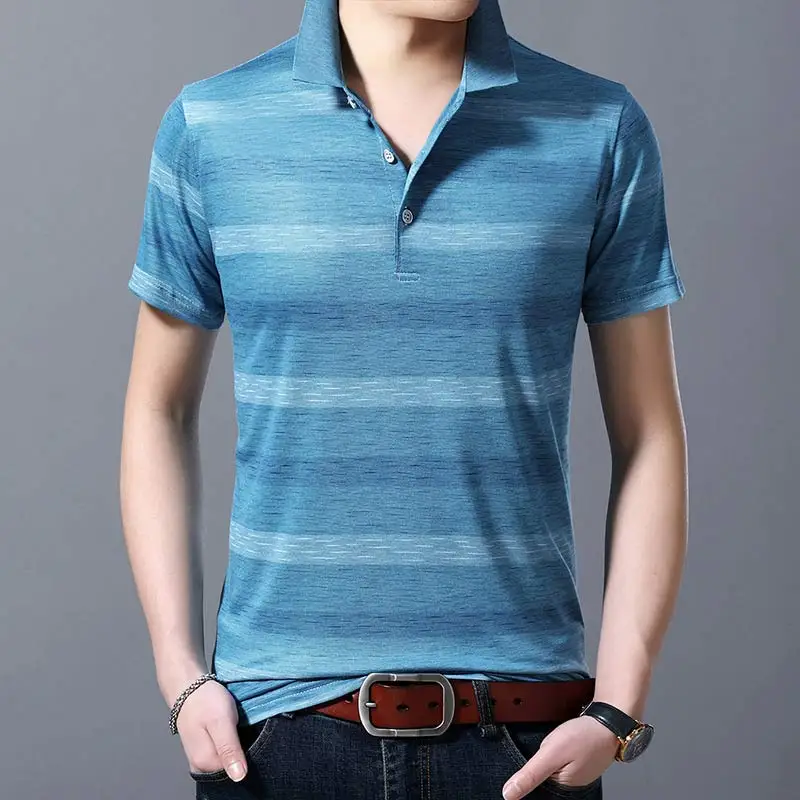 Брендовая Повседневная летняя полосатая рубашка поло с коротким рукавом, мужская рубашка из Джерси, роскошные мужские футболки поло, модная одежда 42201 - Цвет: Зеленый