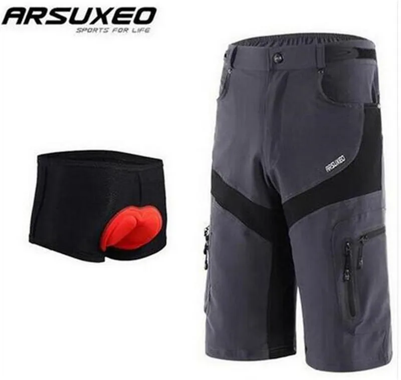 

ARSUXEO Men's Outdoor Sports MTB Mountain Bike Bicycle Shorts Cycling Shorts Water Resistant Downhill Resistant Breathable