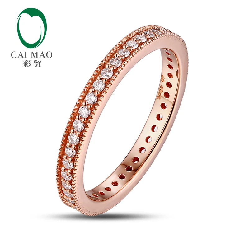 

Unplated 14k Rose Gold Natural 0.43ct Diamond Milgrain Engagement Wedding Band Ring