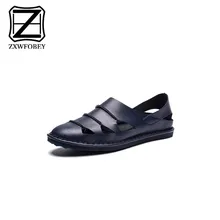 ZXWFOBEY Для мужчин Мужская обувь из натуральной кожи летние качество пляжные шлепанцы Повседневное кроссовки открытый модный бренд большой Размеры