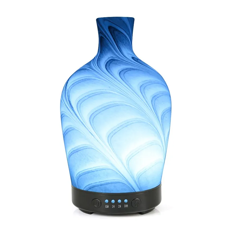

Essential Oil Diffuser Glass Water Wave Pattern 7 LED Lights Aroma Diffuser Cool Mist Humidifier for Office Bedroom Gift