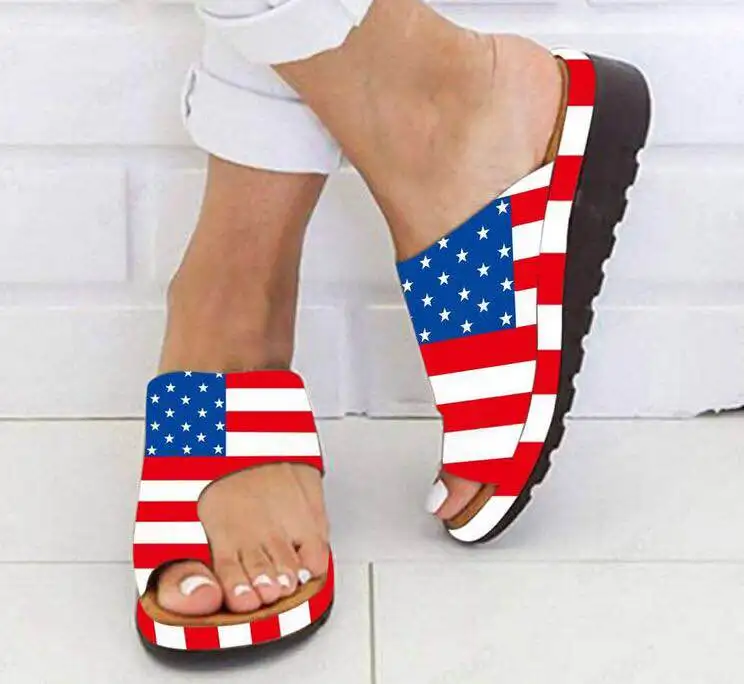 

Oeak Women's Slippers Torridity Beach Casual Shoes US Flag slides Thick- Slipper Fashion Flops
