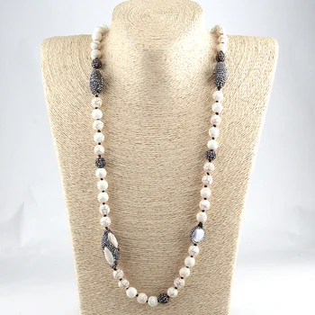

Free Ship Fashion White Stones Bohemian Tribal Jewelry Handmake Paved and Pearl Ethnic Necklace For Women