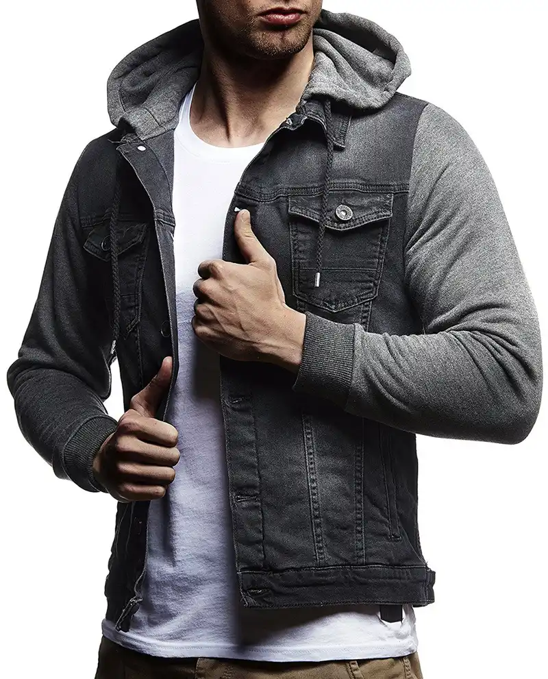 men solid denim jacket