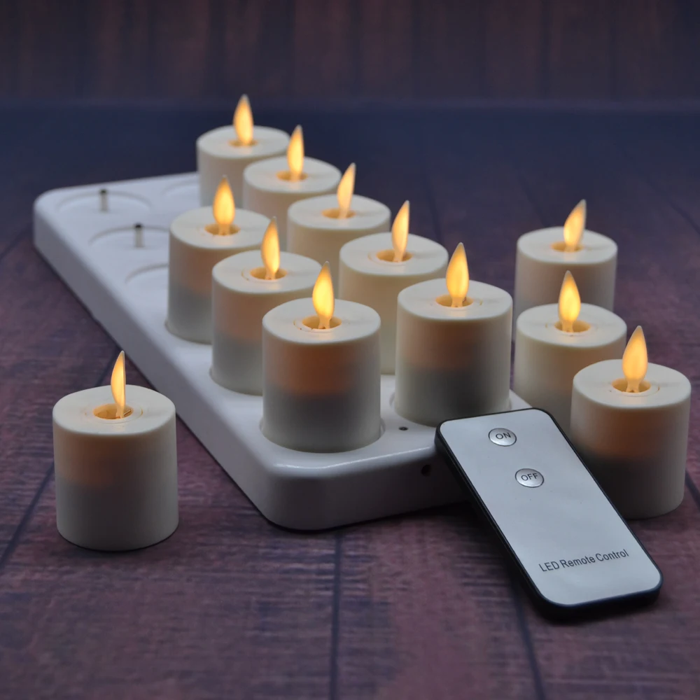 Luminara 1.5 Inch Ivory Unscented Flameless LED Tea Light Dancing Wick