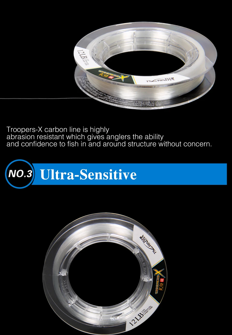 TSURINOYA для рыбалки линии Troopers-X фторопластовая рыболовная леска 6-12LB 100 м рыболовная приманка углерода линии супер сильный лидер линия